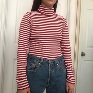 Red and white striped turtleneck